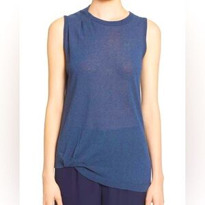 BROCHU WALKER Corey Sleeveless Sweater, Women’s XS; Sheer rich navy blue